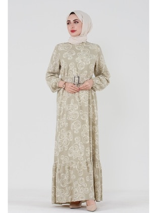 Beige - Modest Dress - Sevitli