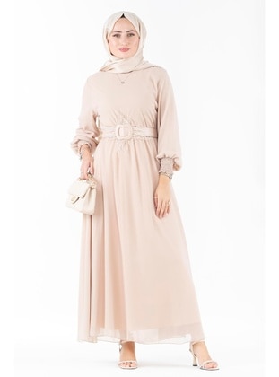 Beige - Modest Dress - Sevitli