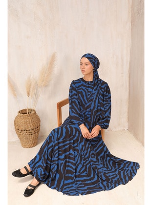 Navy Blue - Modest Dress - Melike Tatar