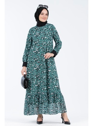 Green - Modest Dress - Sevitli