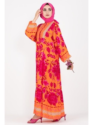 Orange - Modest Dress - Sevitli