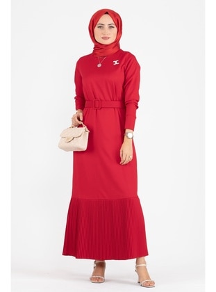 Red - Modest Dress - Sevitli