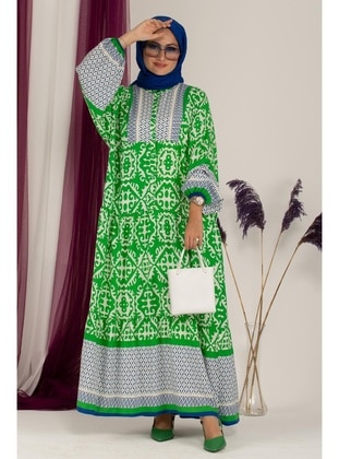 Green - Modest Dress - Sevitli