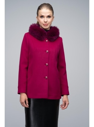 Fuchsia - Crew neck - Coat - Olcay