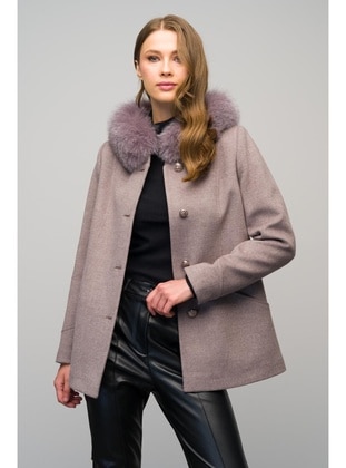 Mink - Crew neck - Coat - Olcay