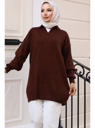 Brown - Knit Sweaters - Benguen