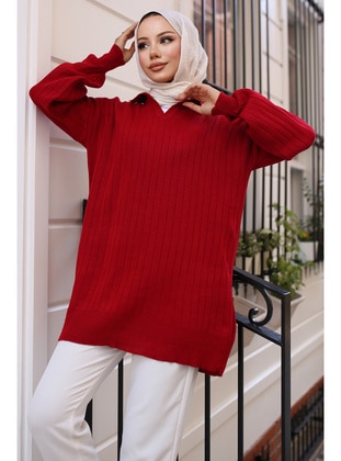 Red - Knit Sweaters - Benguen