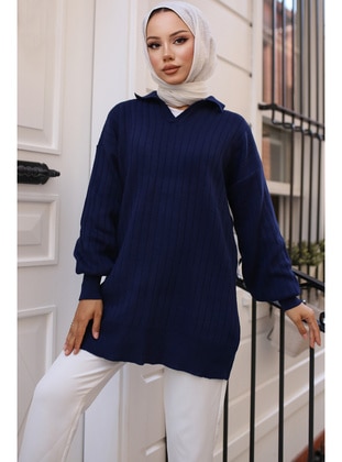 Navy Blue - Knit Sweaters - Benguen