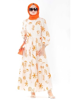 Orange - Modest Dress - Sevitli