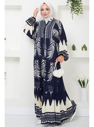 Navy Blue - Modest Dress - Hafsa Mina