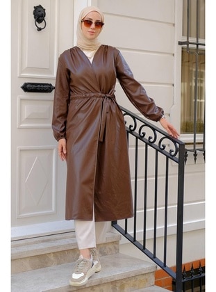 Brown - Topcoat - Hafsa Mina