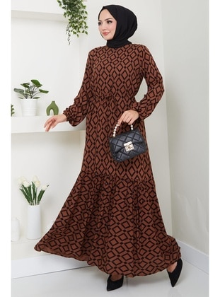 Brown - Modest Dress - Hafsa Mina