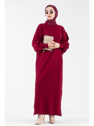 Burgundy - Knit Dresses - Sevitli