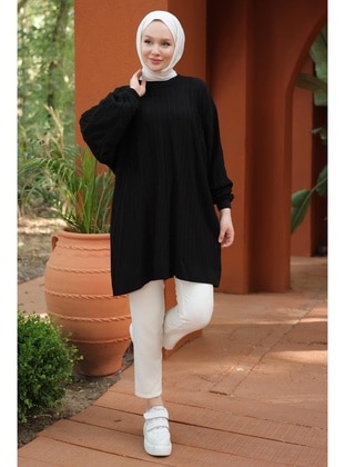 Black - Knit Tunics - Hafsa Mina