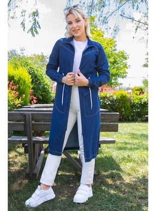 Dark Blue - Trench Coat - Hafsa Mina