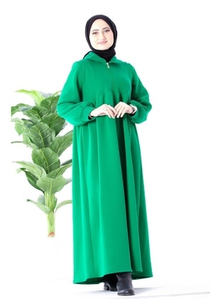 Green - Modest Dress - Sevitli