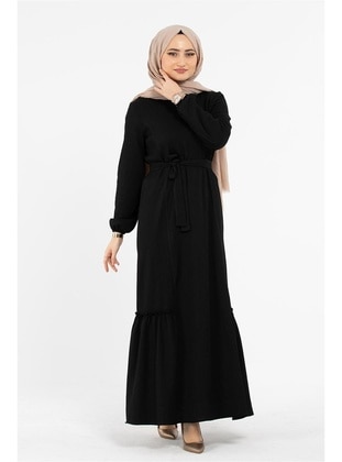 Black - Modest Dress - Sevitli