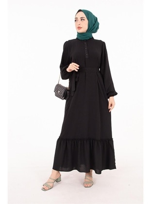 Black - Modest Dress - Sevitli