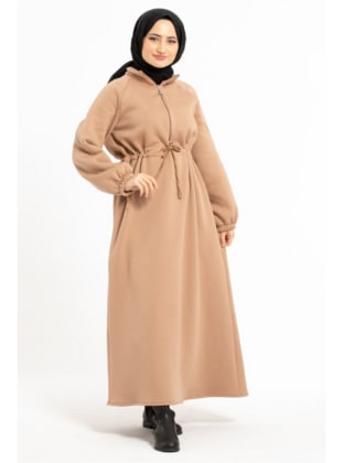 Beige - Modest Dress - Sevitli