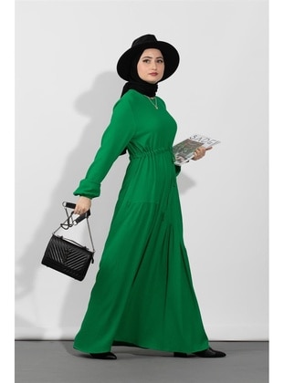 Green - Modest Dress - Sevitli