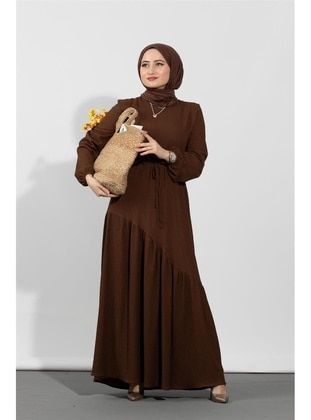 Brown - Modest Dress - Sevitli