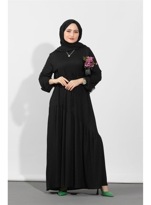 Black - Modest Dress - Sevitli