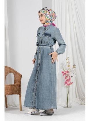 Blue - Modest Dress - Sevitli