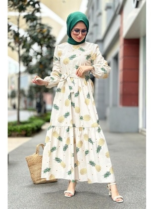 Green - Modest Dress - Sevitli