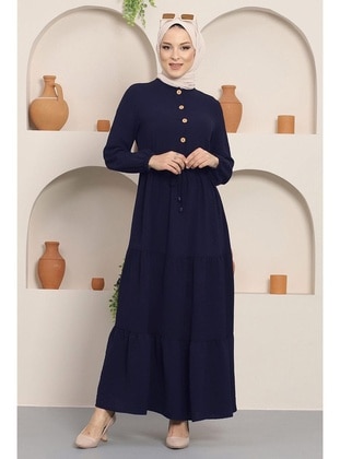 Navy Blue - Modest Dress - Hafsa Mina