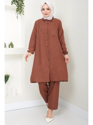 Brown - Suit - Hafsa Mina