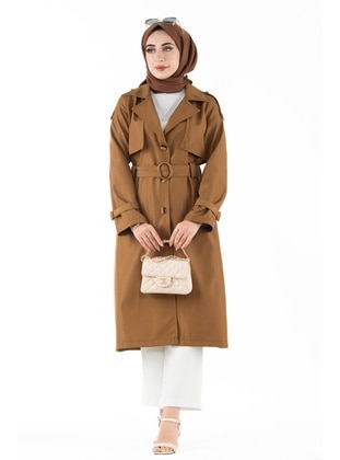 Tan - Trench Coat - Sevitli