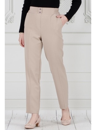 Beige - Pants - Sevitli