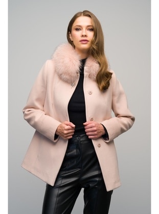 Light Powder Pink - Crew neck - Coat - Olcay