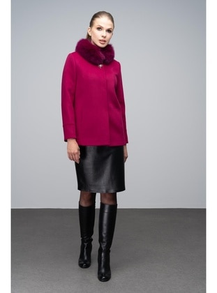 Fuchsia - Crew neck - Coat - Olcay