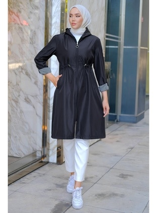 Black - Trench Coat - Hafsa Mina