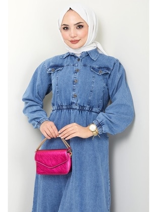 Blue - Modest Dress - Hafsa Mina