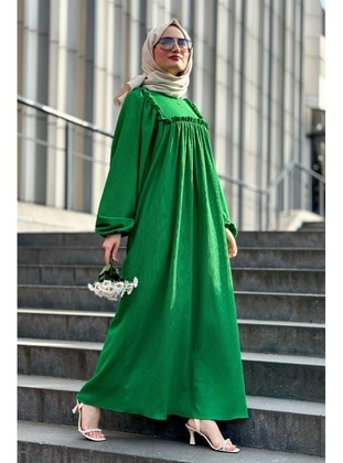 Green - Modest Dress - Sevitli