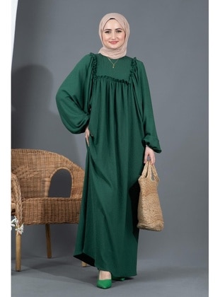 Green - Modest Dress - Sevitli