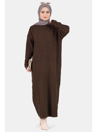 Brown - Knit Dresses - Sevitli