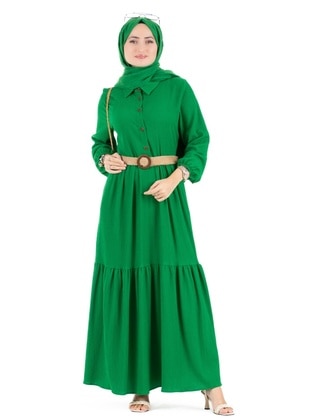 Green - Modest Dress - Sevitli