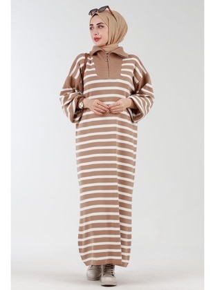 Camel - Knit Dresses - Sevitli