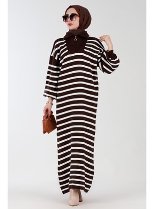 Brown - Knit Dresses - Sevitli