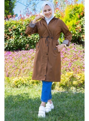 Tan - Trench Coat - Hafsa Mina