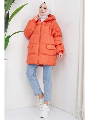 Orange - Puffer Jackets - Hafsa Mina