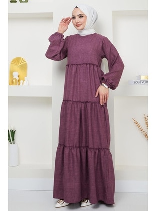 Maroon - Modest Dress - Hafsa Mina