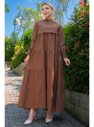 Brown - Modest Dress - Hafsa Mina