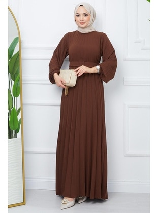 Brown - Modest Dress - Hafsa Mina