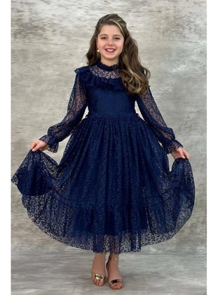 Navy Blue - Girls` Dress - Riccotarz