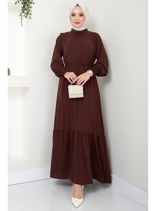 Brown - Modest Dress - Hafsa Mina