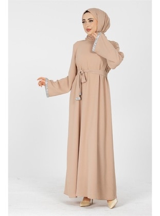 Beige - Modest Dress - Sevitli